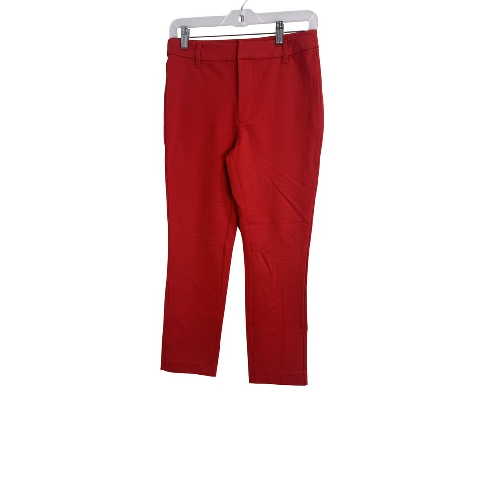 Free People Pants Womens 6 Red Twill Straight Leg Stretch Ankle Dress Workwear